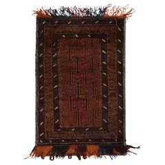 Retro Baluch Persian rug in Brown, Blue & Orange Patterns from Rug & Kilim