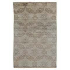 Rug & Kilim’s Classic Style Rug in Beige-Brown and Silver-Gray Floral Patterns