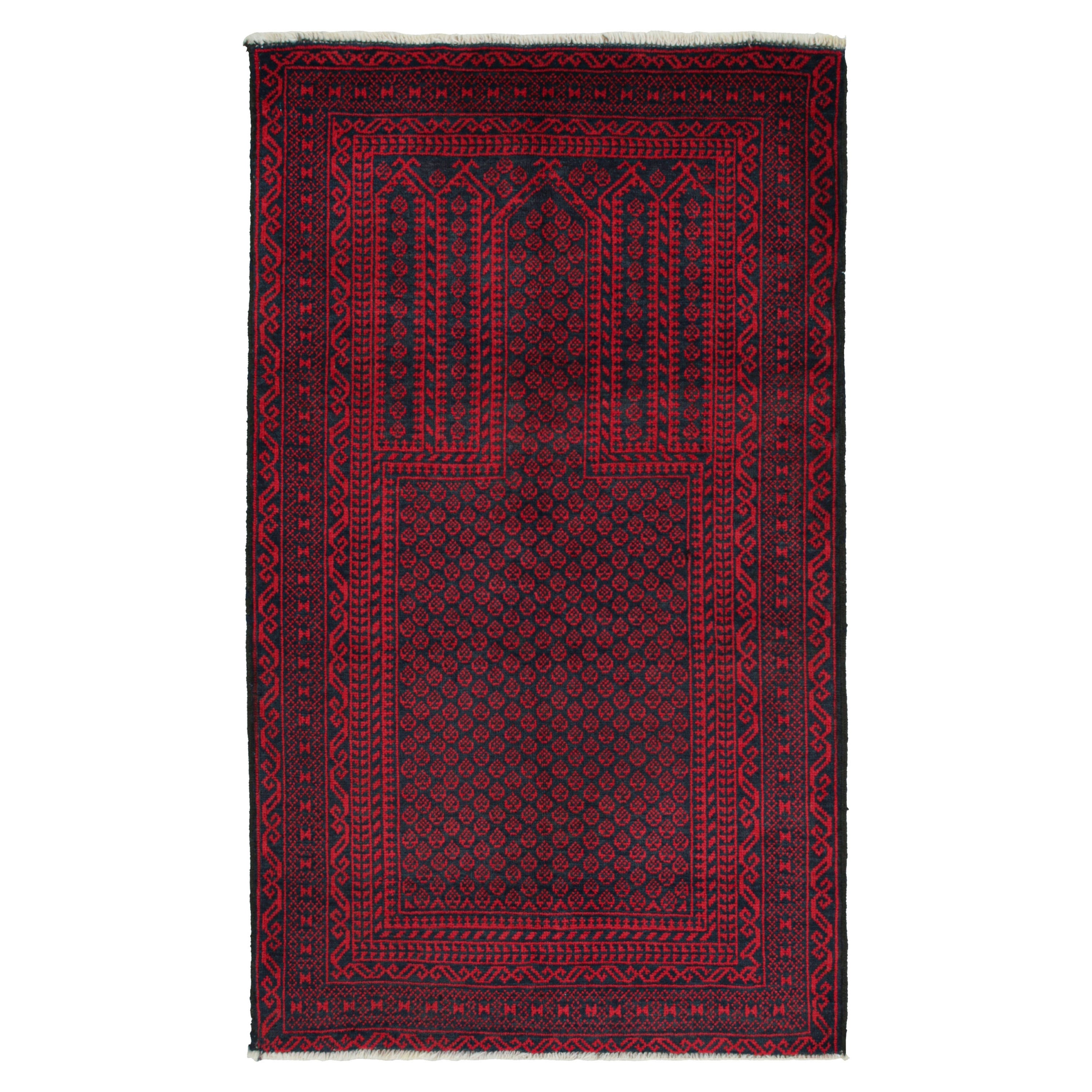 Vintage Baluch Persian rug in Red & Blue-Black Patterns from Rug & Kilim For Sale