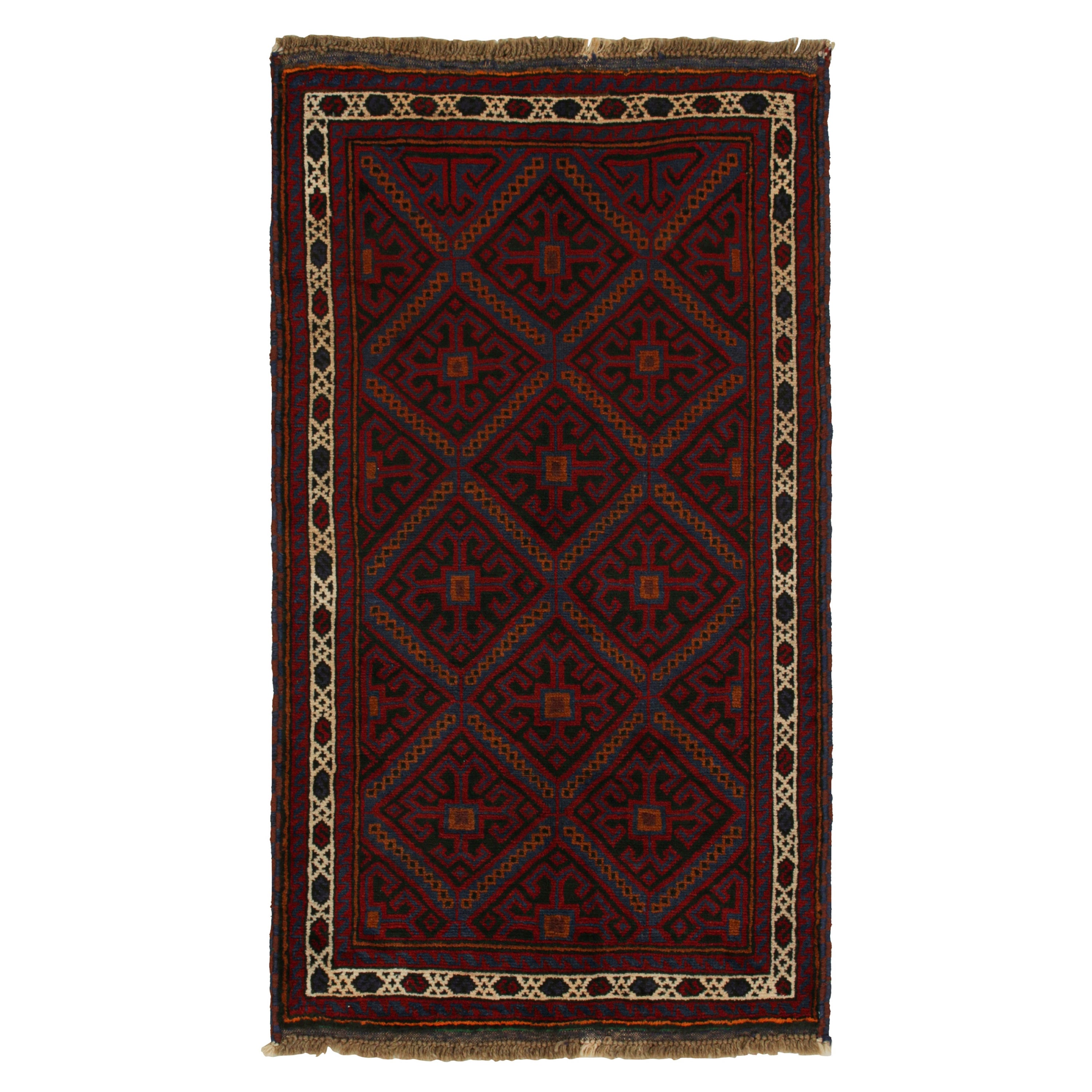 Vintage Baluch Persian rug in Red, Blue & Black Patterns from Rug & Kilim