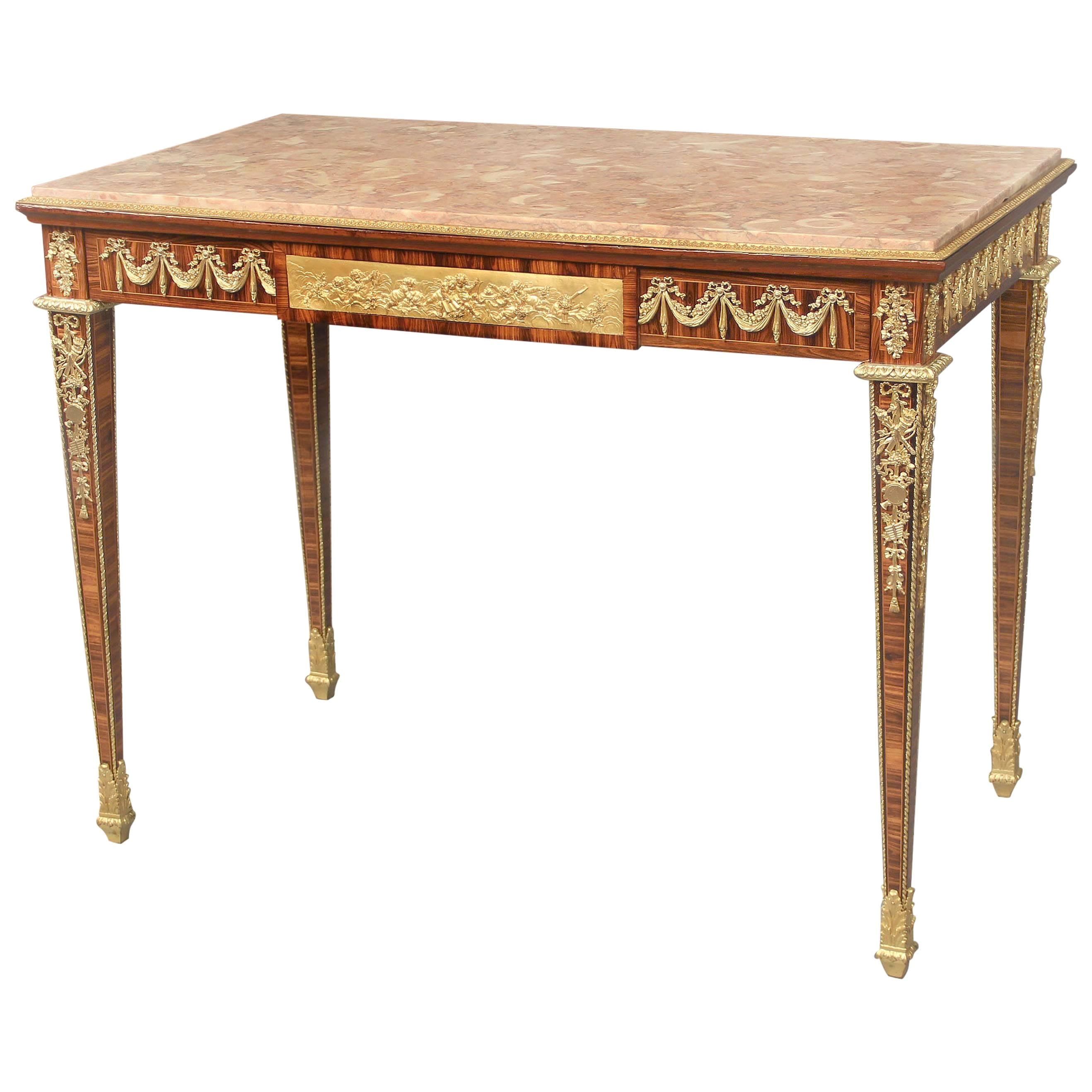 Fine Late 19th Century Louis XVI Style Gilt Bronze Mounted Occasional Table