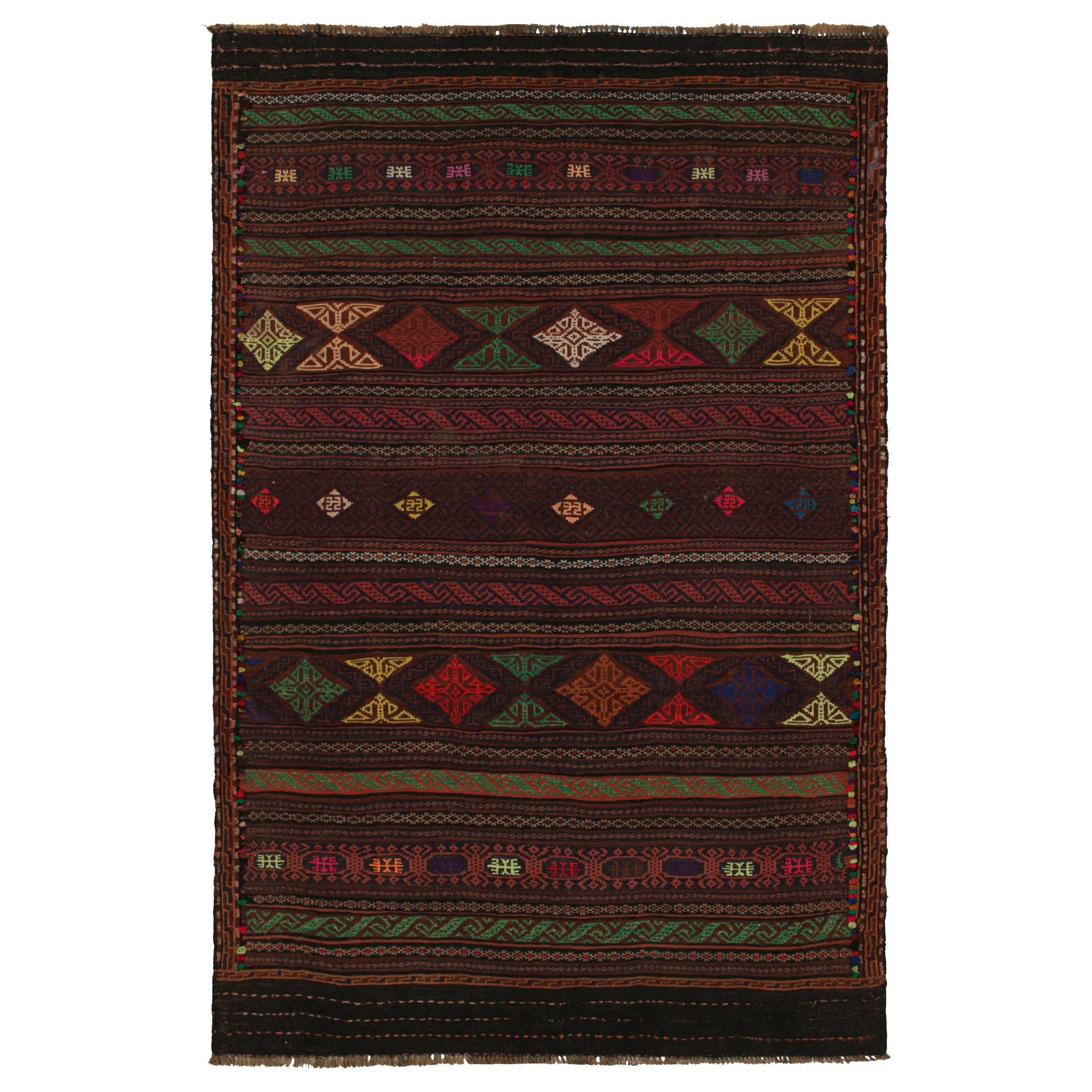 Vintage Baluch Tribal Kilim in Brown with Multicolor Patterns from Rug & Kilim For Sale