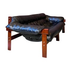 1970s “MP41” Brazilian Wood and Leather Sofa by Percival Lafer