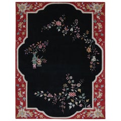 Rug & Kilim's Chinese Art Deco Style Custom Rug Design with Floral Patterns (en anglais)