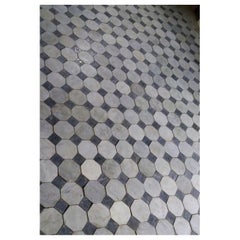 Used Rare Reclaimed Carrara Nero/Bianco Octagonal/Cabochon Marble Checkered Flooring