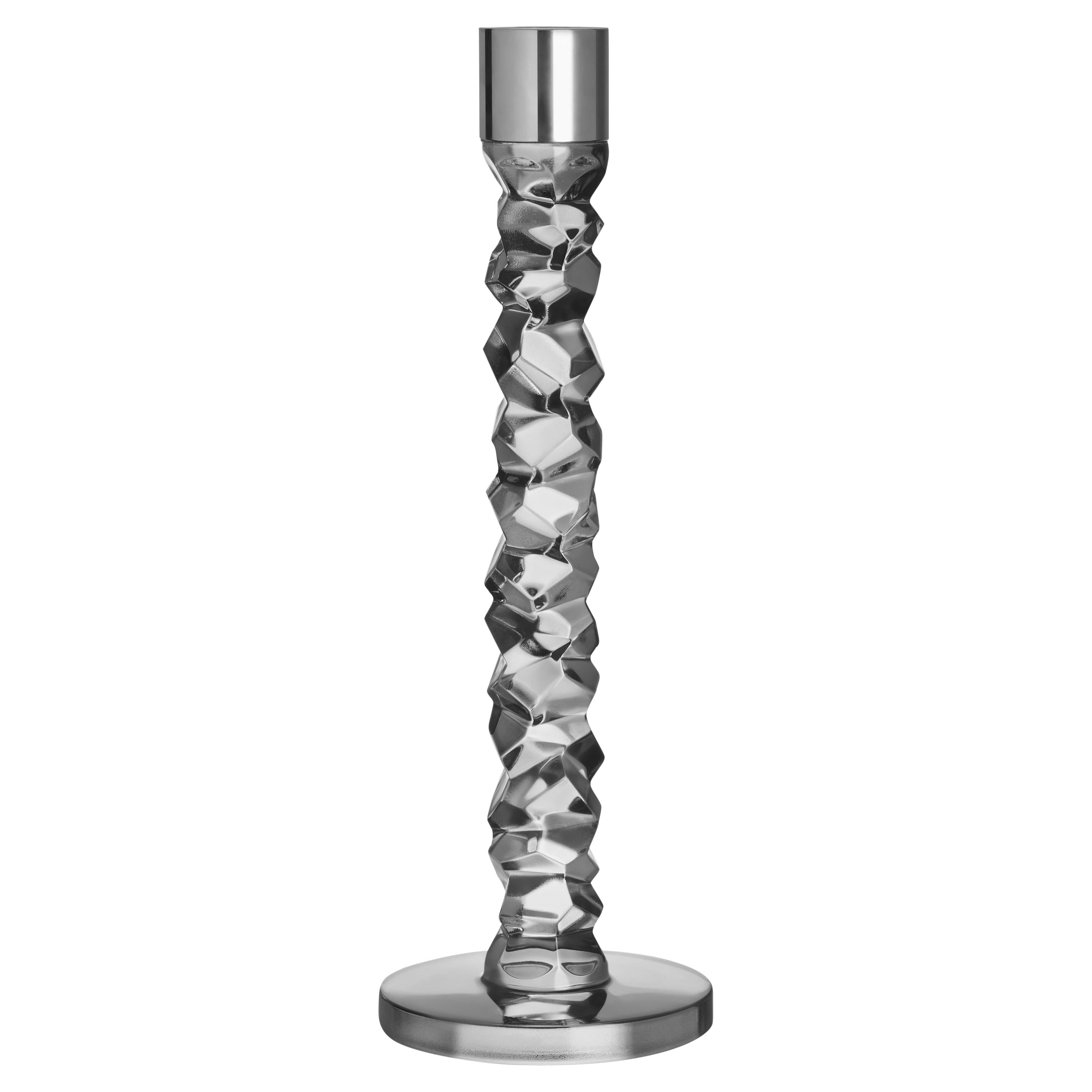 Orrefors Carat Graphite Candlestick Large For Sale