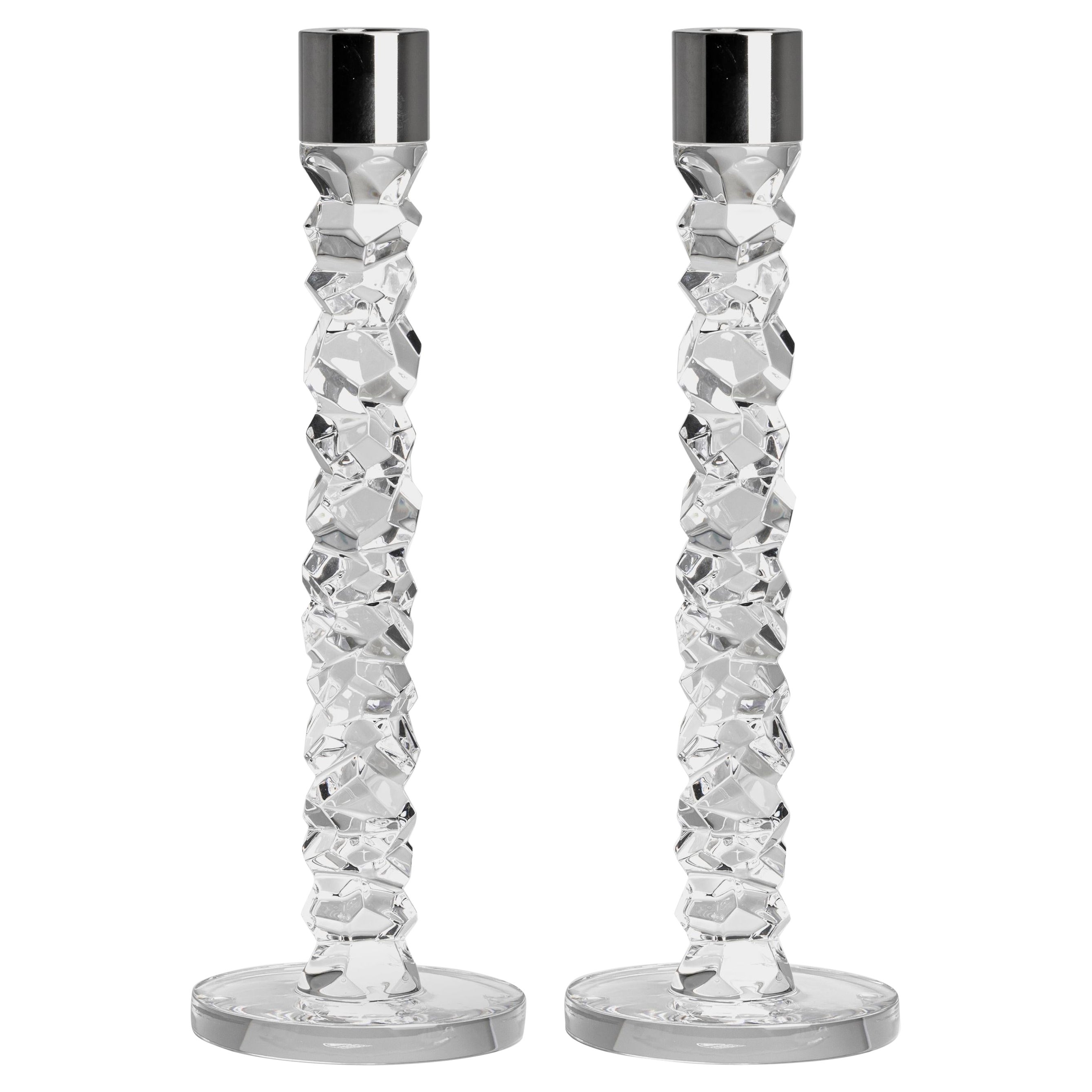 Orrefors Carat Silver Candlestick Large 2-Pack