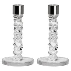 Orrefors Carat Silver Candlestick Small 2-Pack
