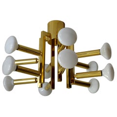 ONE of Rare Italien Vintage Twelve-Arm Modernist Ceiling Light Chandelier, 1960s