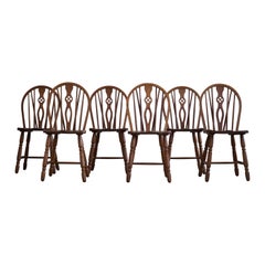 Ensemble de 6 chaises de salle à manger Windsor en Oak, anglais édouardien, 19e siècle