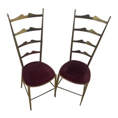 Pair of brass chairs from the 50s attributable to Chiavari