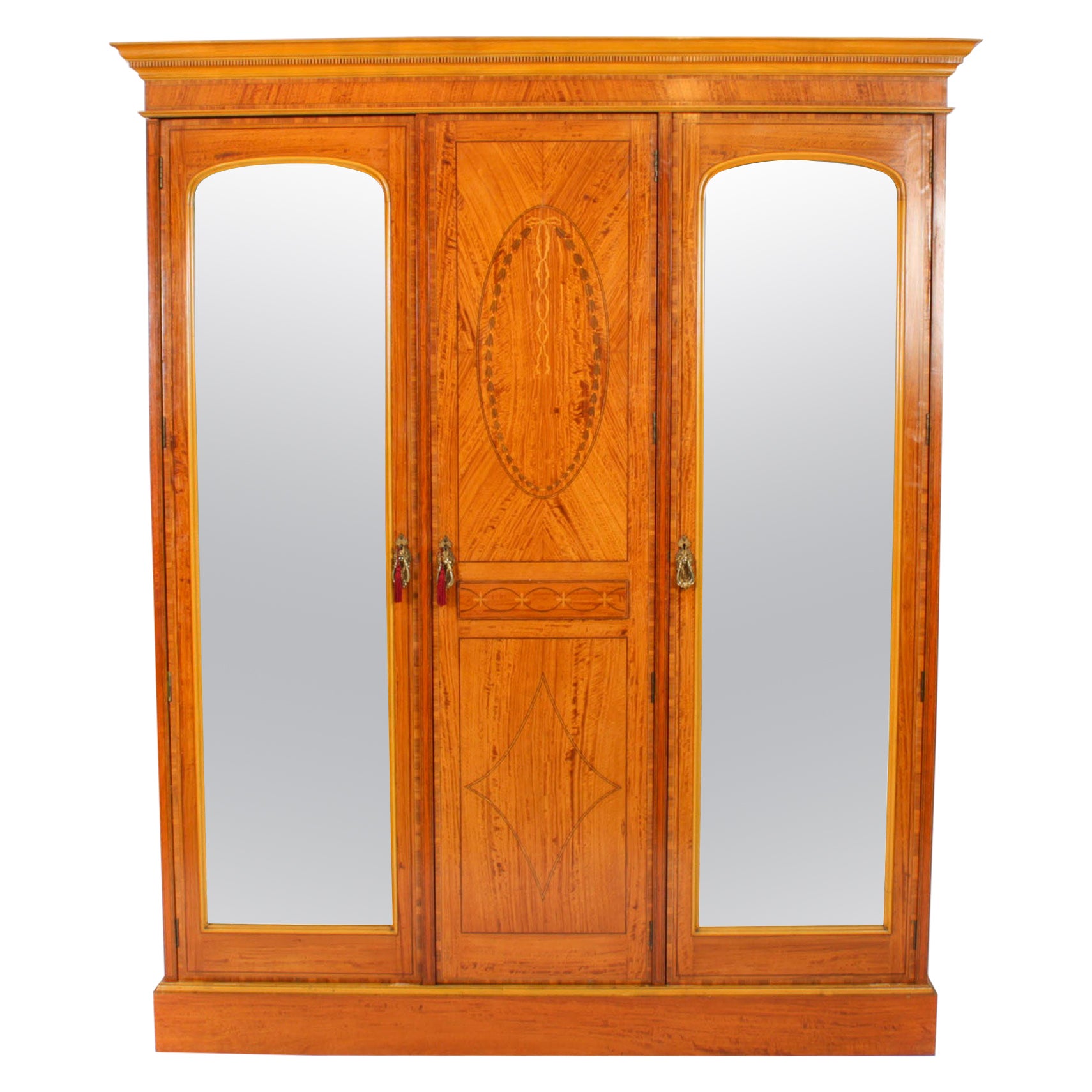 Antique Satinwood Wardrobe by Maple & Co 19th C For Sale