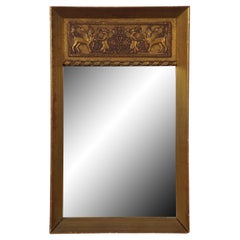 Miroir mural vintage Trumeau néoclassique en bois doré avec lion ailé 17".