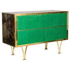 Glass and gilded brass sideboard, 1970s