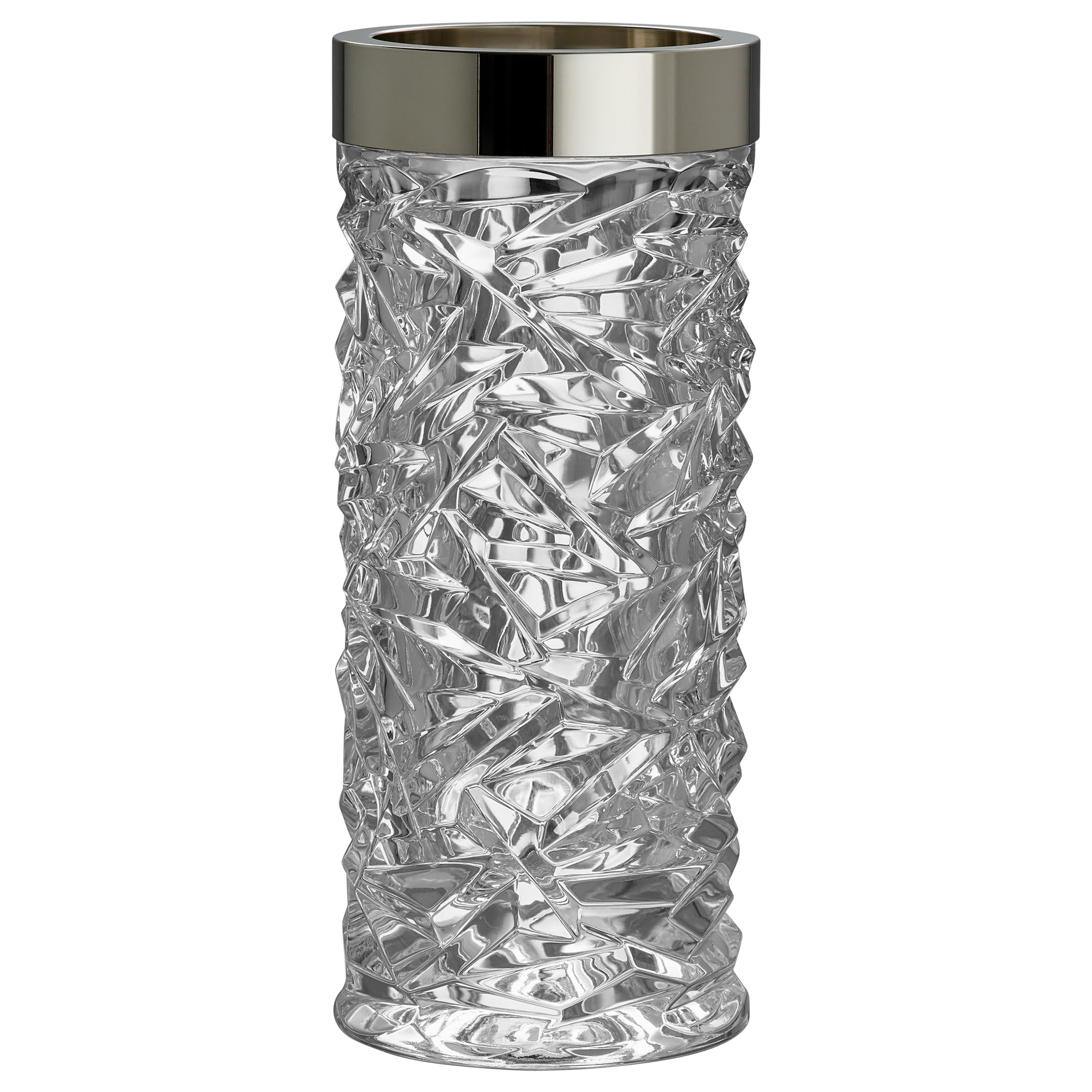 Orrefors Vase Carat Silver rim en vente