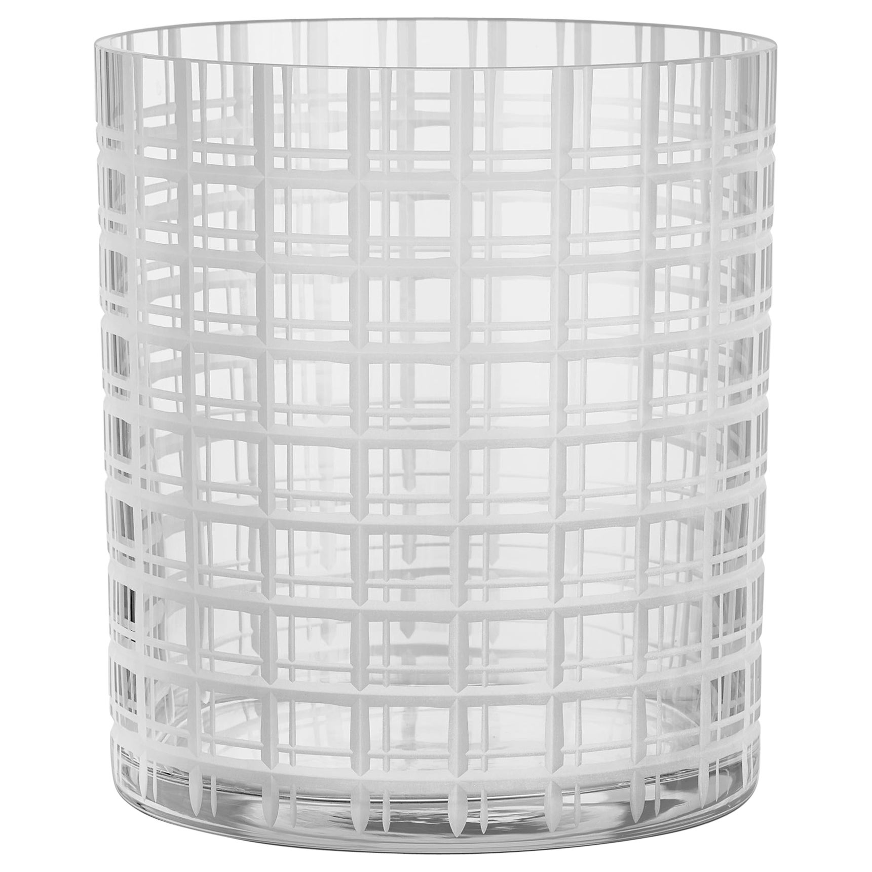 Orrefors Cut In Number Checkers Vase Medium For Sale