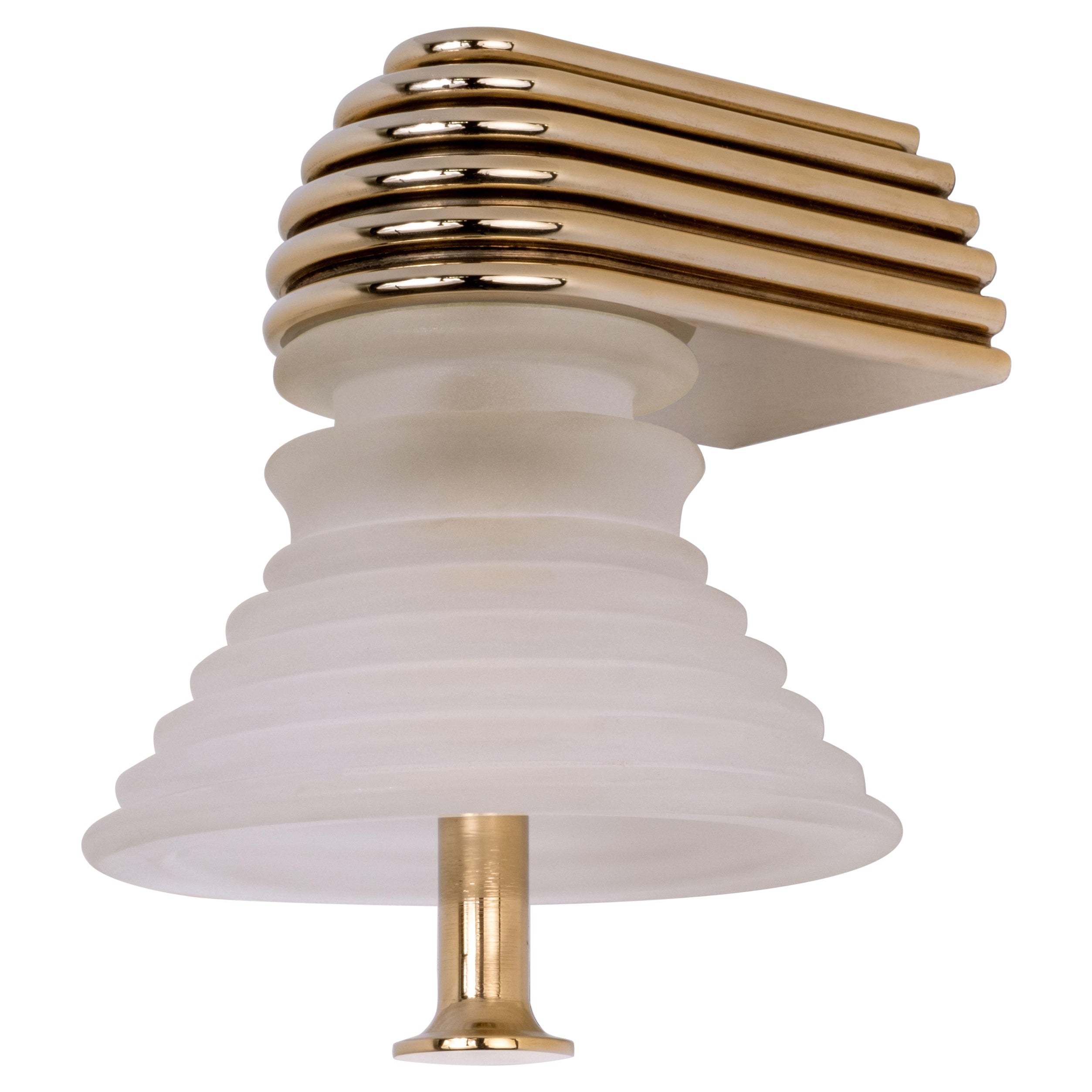 The Insulator 'A' Sconce in polished brass and frosted glass by NOVOCASTRIAN dec For Sale