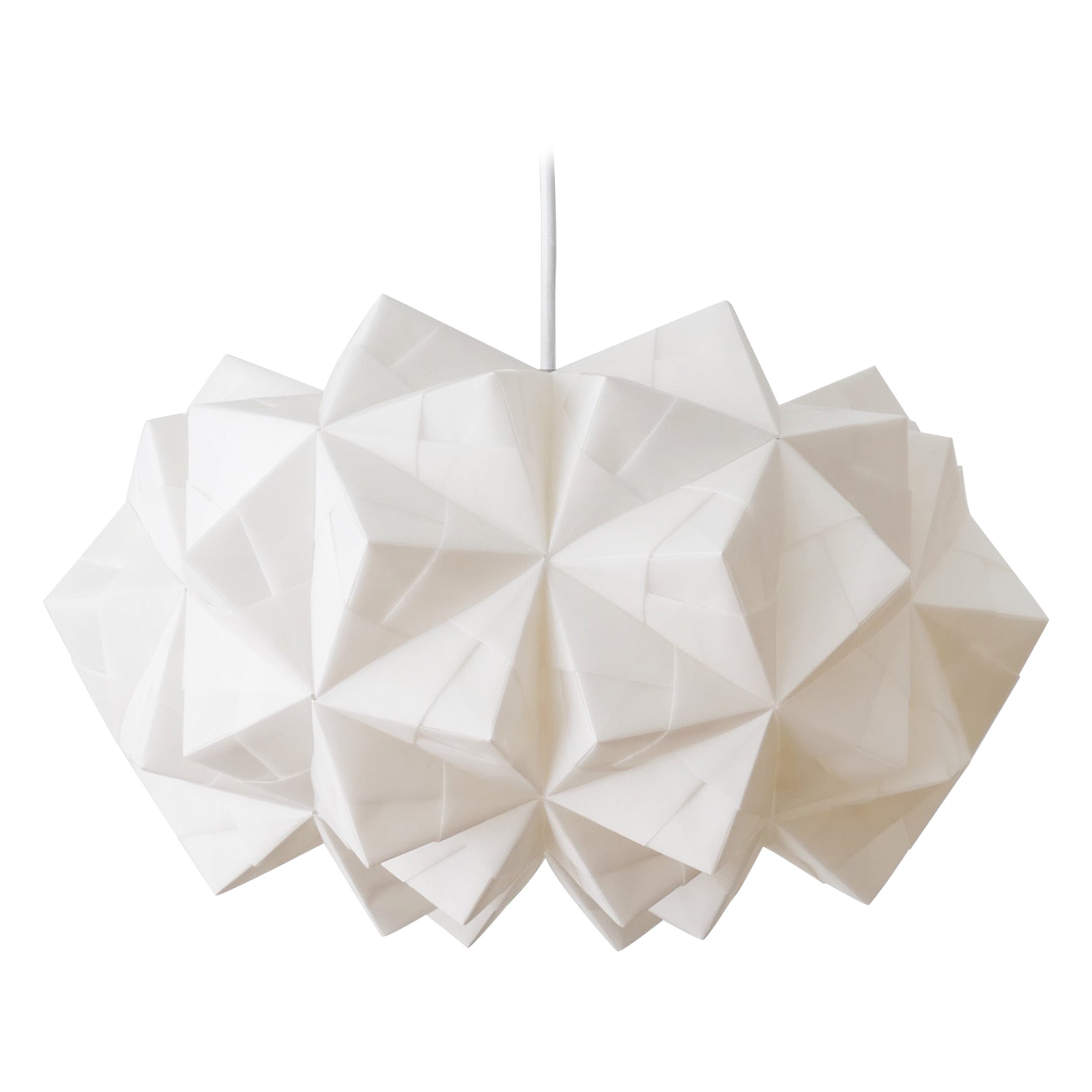 Japanese Style Hand-folded White Paper Pendant Lighting "Siphonia" For Sale