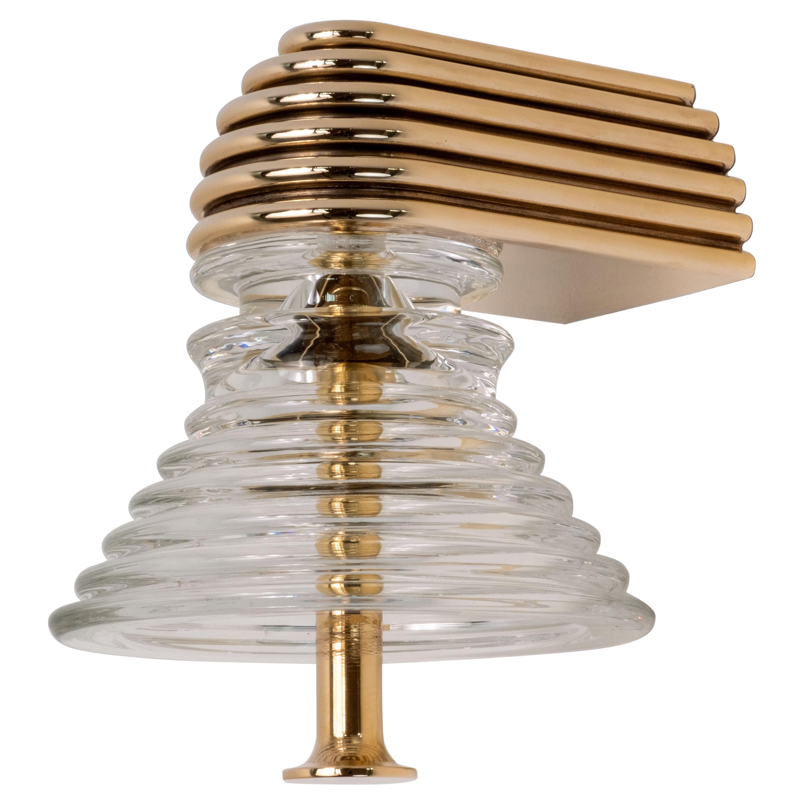 The Insulator 'A' Sconce in polished brass and clear glass by NOVOCASTRIAN deco For Sale