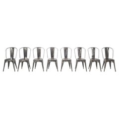 Tolix set de chaises empilables en acier inoxydable et argent inoxydable (8)