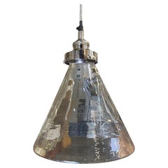 Industrial Silver Brushed Clear Glass Ceiling Pendant Light