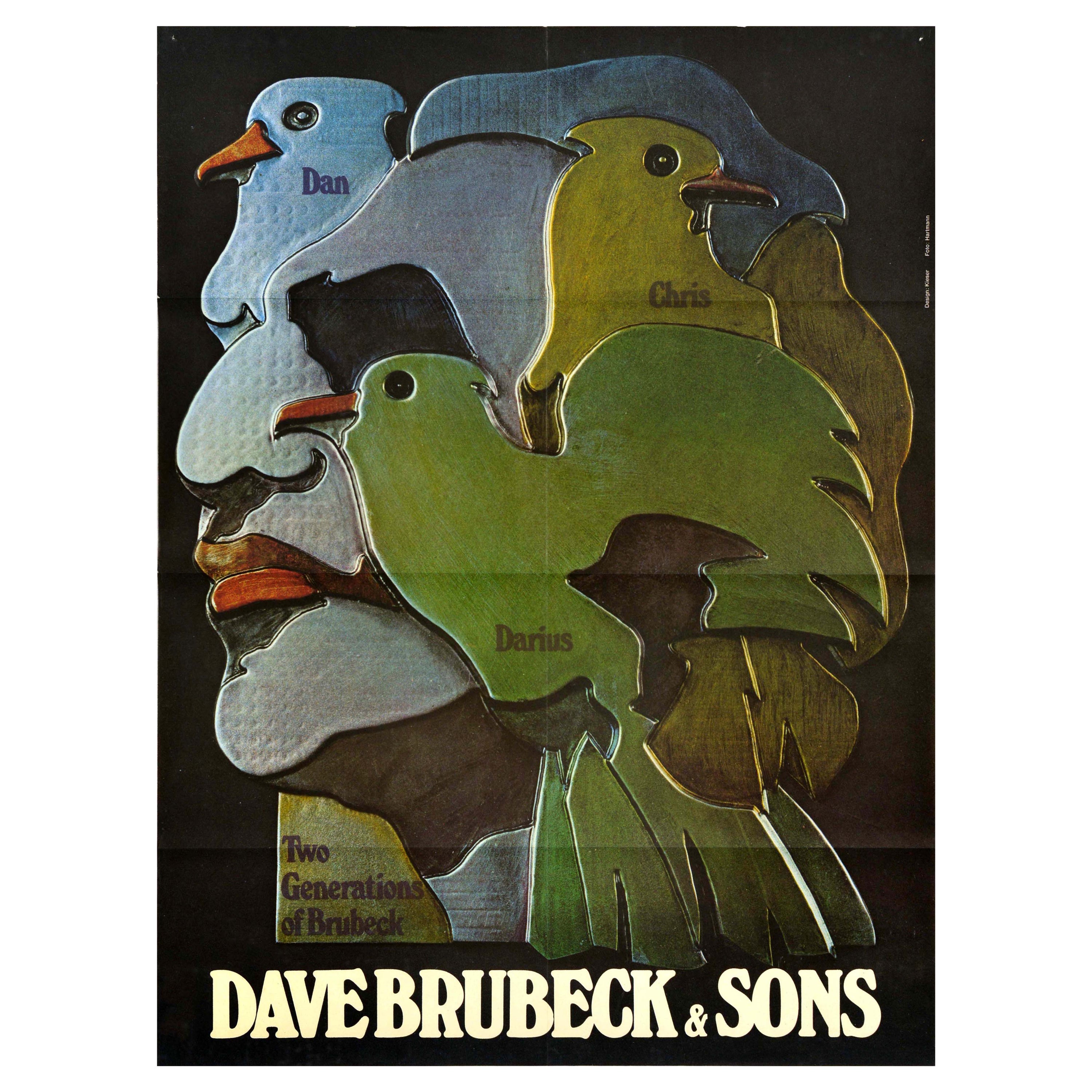 Original-Vintage-Werbeplakat, Musik, Dave Brubeck And Sons, zwei Generationen im Angebot