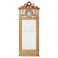 18th - 19th Century Gold Swedish Gustavian Gilded Pinewood Wall Glass Mirror