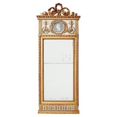 18th - 19th Century Swedish Gustavian Antique Gilded Pinewood Wall Glass Mirror