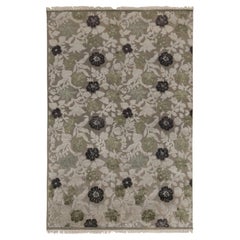 Rug & Kilim’s Contemporary Rug in Beige-Brown, Black and Green Floral Patterns