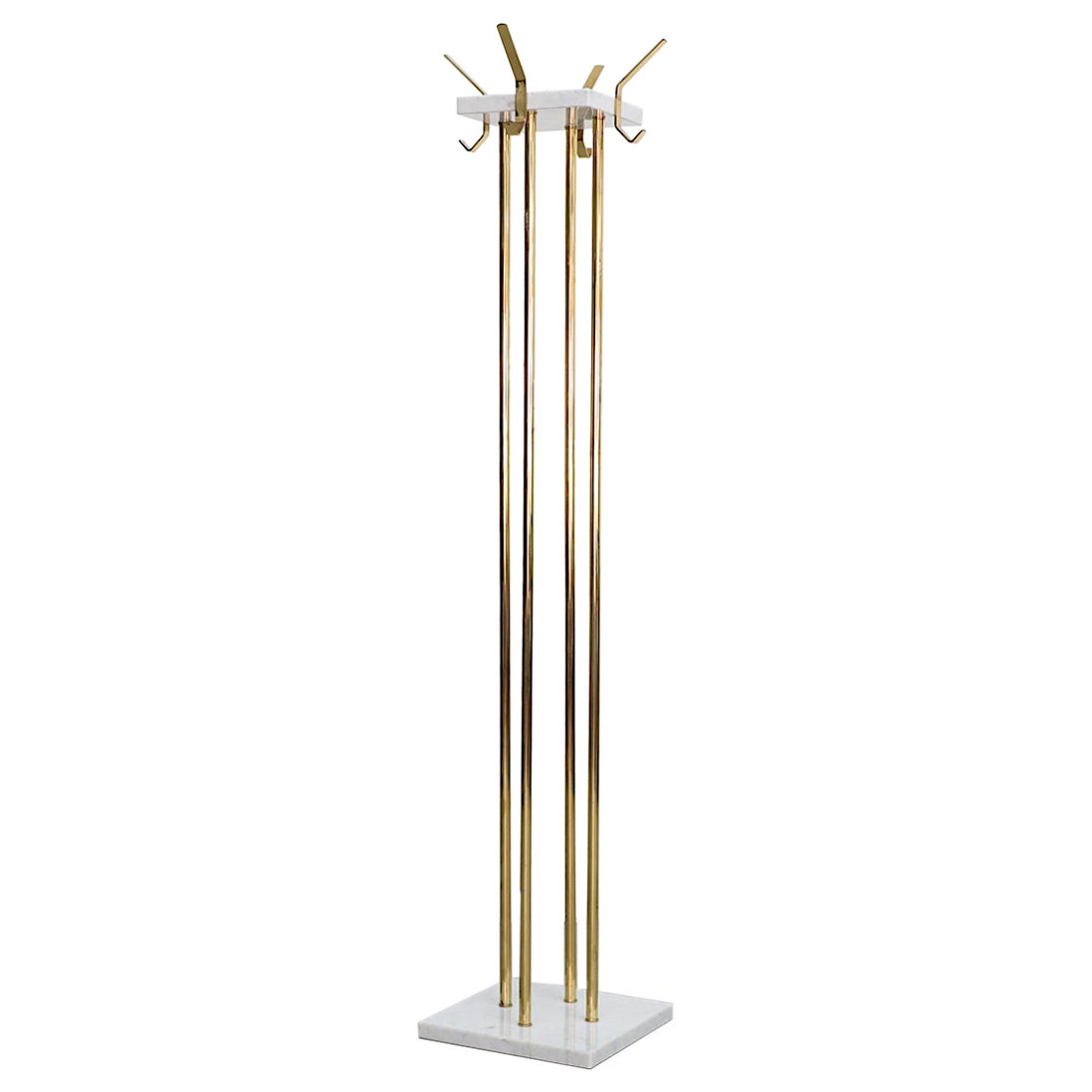Mid-Century Ettore Sottsass Style Italian Brass and Marble Coat Tree For Sale