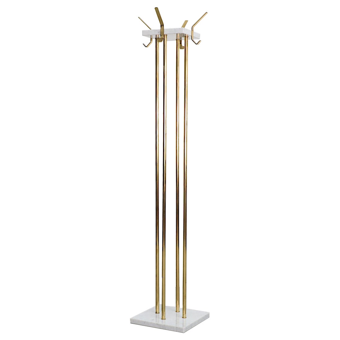 Mid-Century Ettore Sottsass Style Italian Brass and Marble Coat Tree