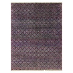 Rug & Kilim’s Contemporary Rug in Blue, Pink and Red Lattice Pattern