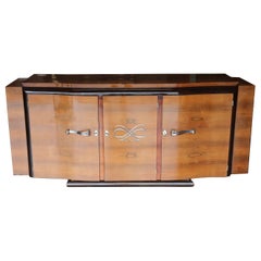 Antique Superb French Art Deco Circassian Walnut Sideboard Buffet Circa 1920