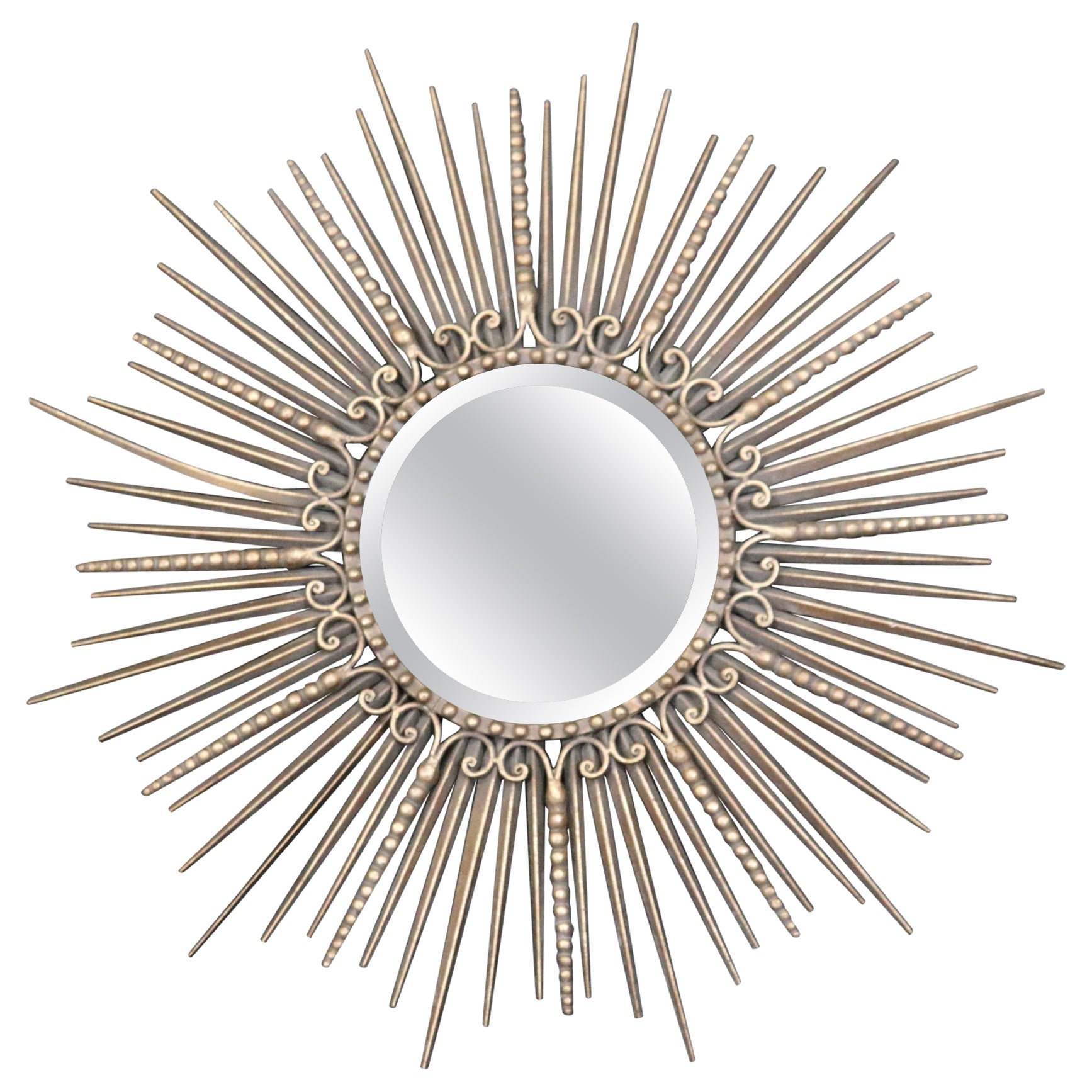 Miroir décoratif de style Sunburst avec touches dorées  en vente