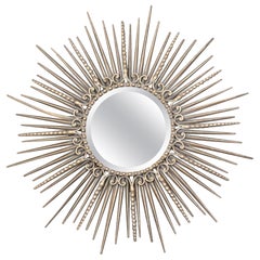 Used Sunburst Style Gold Decorative Accent Mirror 