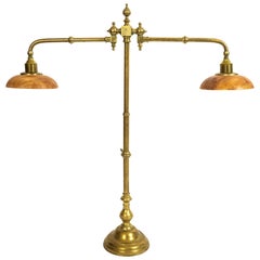 19th Century Brass Library Lamp