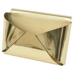 Vintage Italian Brass Letter Envelope Box Desk Accessory