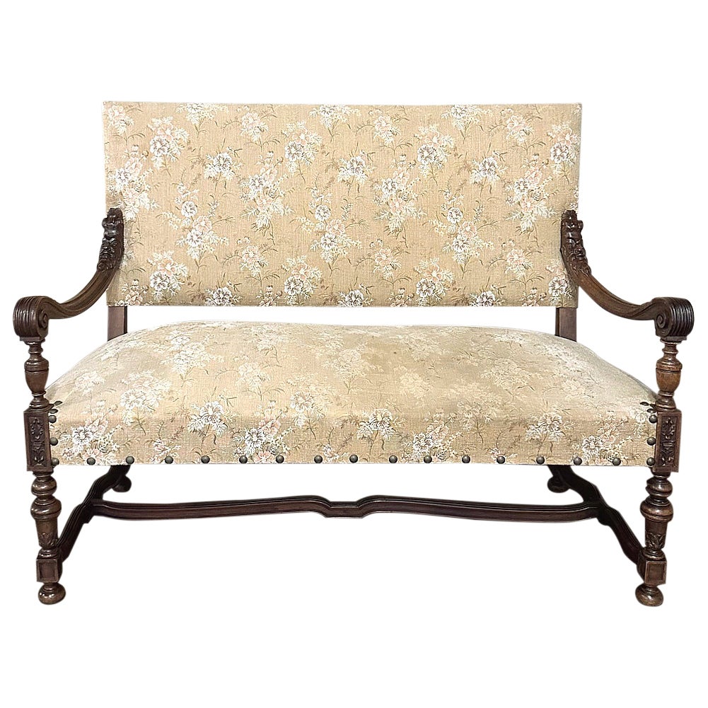 Antique French Louis XIV Walnut Canape ~ Sofa ~ Settee For Sale