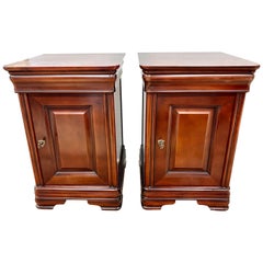 Vintage Pair of Louis Phillipe Style Cherry Nightstands Side Tables