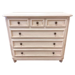 French Style Cream Distressed Tall Chest of Drawers by Louis J. Solomon