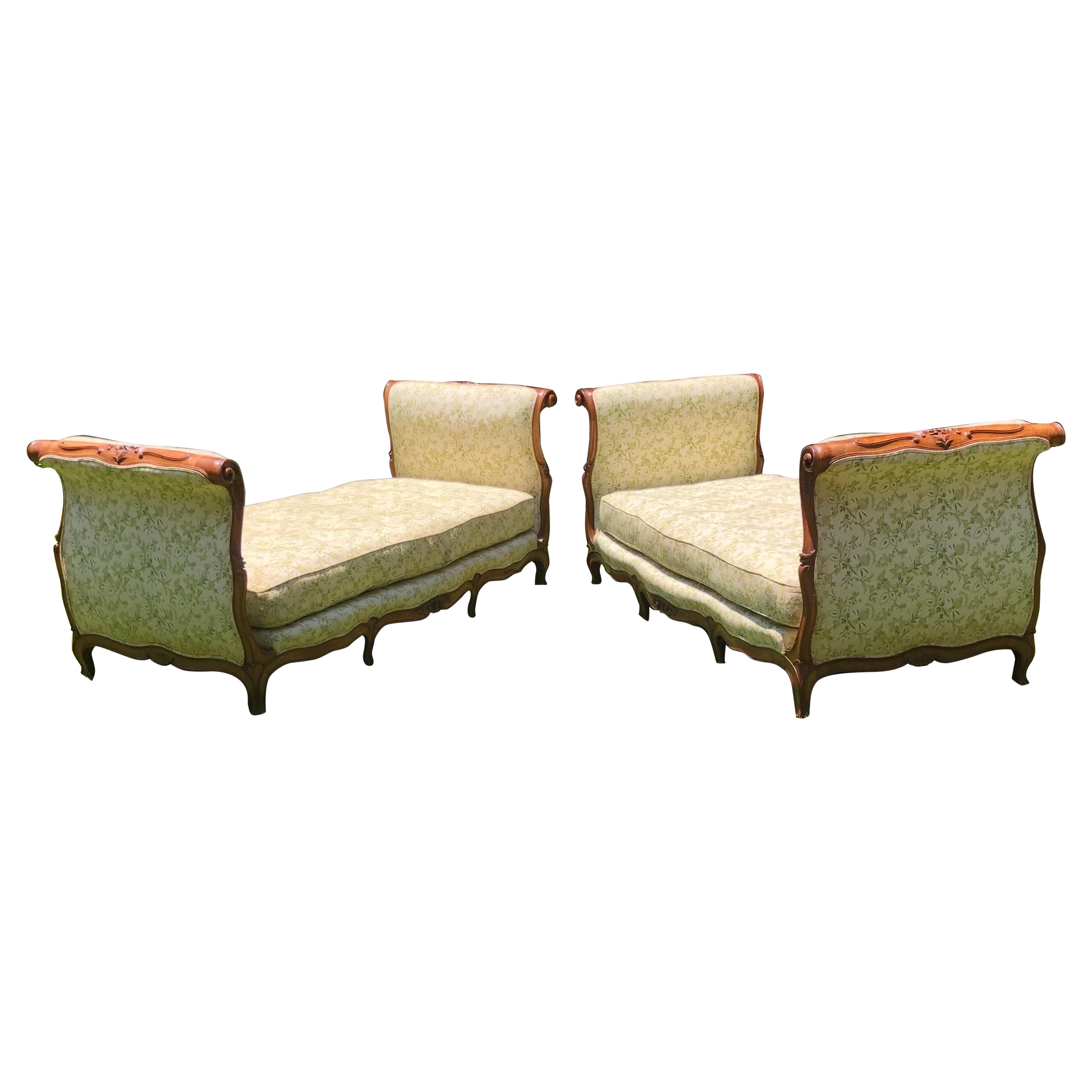  Paar französische achtbeinige Stühle im Louis-XV-Stil  Tagesbetten ~ Sofas, 19. Jahrhundert