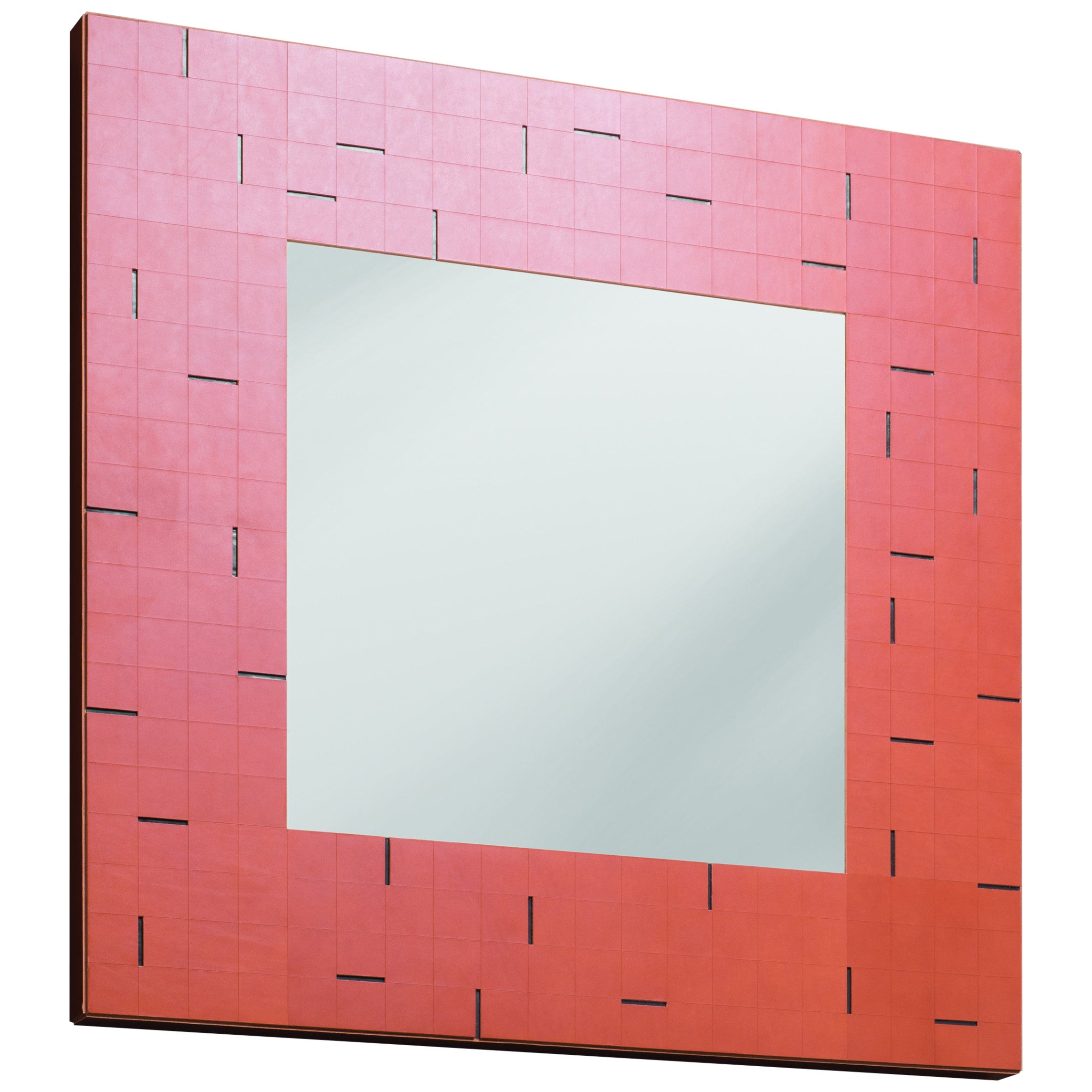 Spiegel Leder Stephane Parmentier für Giobagnara Atari Square Mirror im Angebot