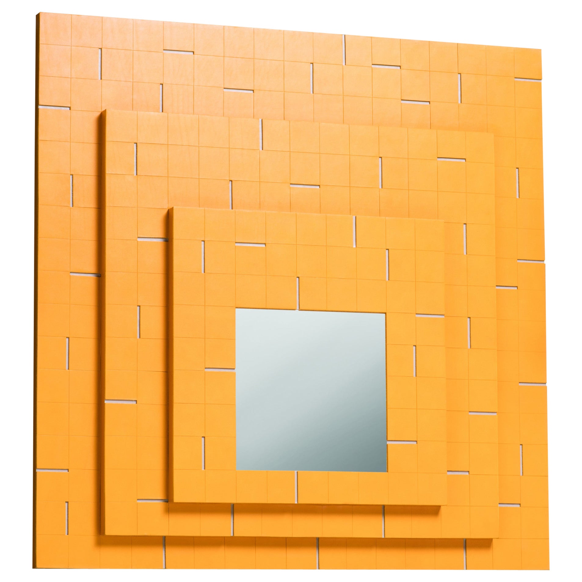 Wall Mirror Leather Stephane Parmentier for Giobagnara Atari Albers Mirror For Sale