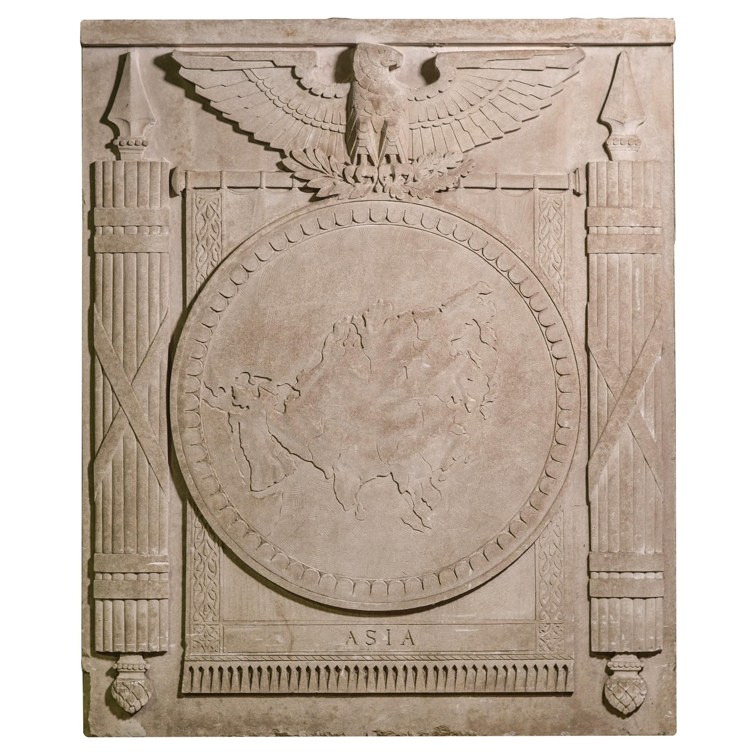 Phila Civic Center Carved Limestone Asia Frieze Eagle Imperial For Sale