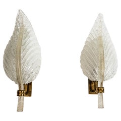 Pair of Ercole Barovier Glass Leaf Sconces Barovier and Tosa Murano Sconces