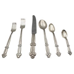 Mexican Sterling Silver Flatware Set for 6 (36 Pieces) Mid-Century Modern Style