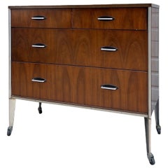 Used Mid Century Modern Dresser By Raymond Loewy For Hill Rom Walnut Casters 