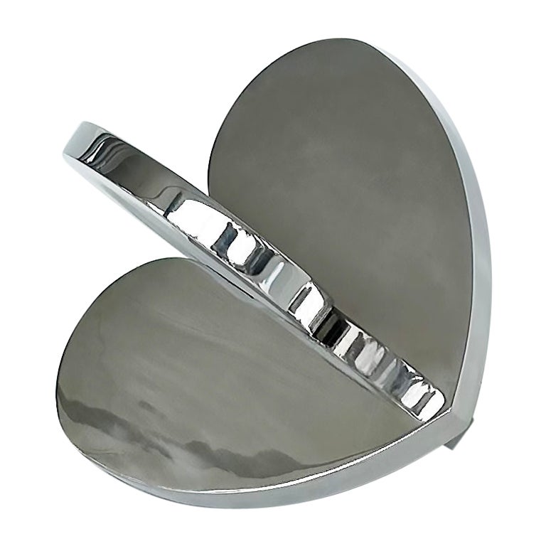 Michael Gitter Interlocking Hearts Sculpture, Solid Thick Stainless Steel For Sale