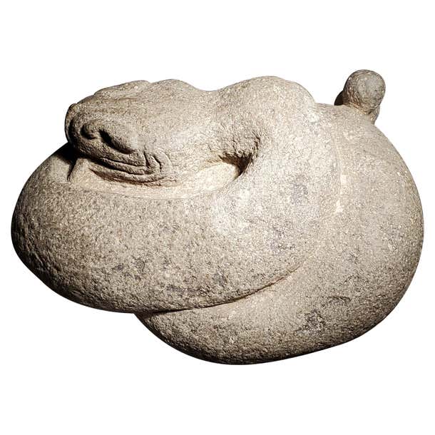Aztec 15th/16th Cent. Stone Rattlesnake(Quetzalcoatl) w/ Pre-1970 ...
