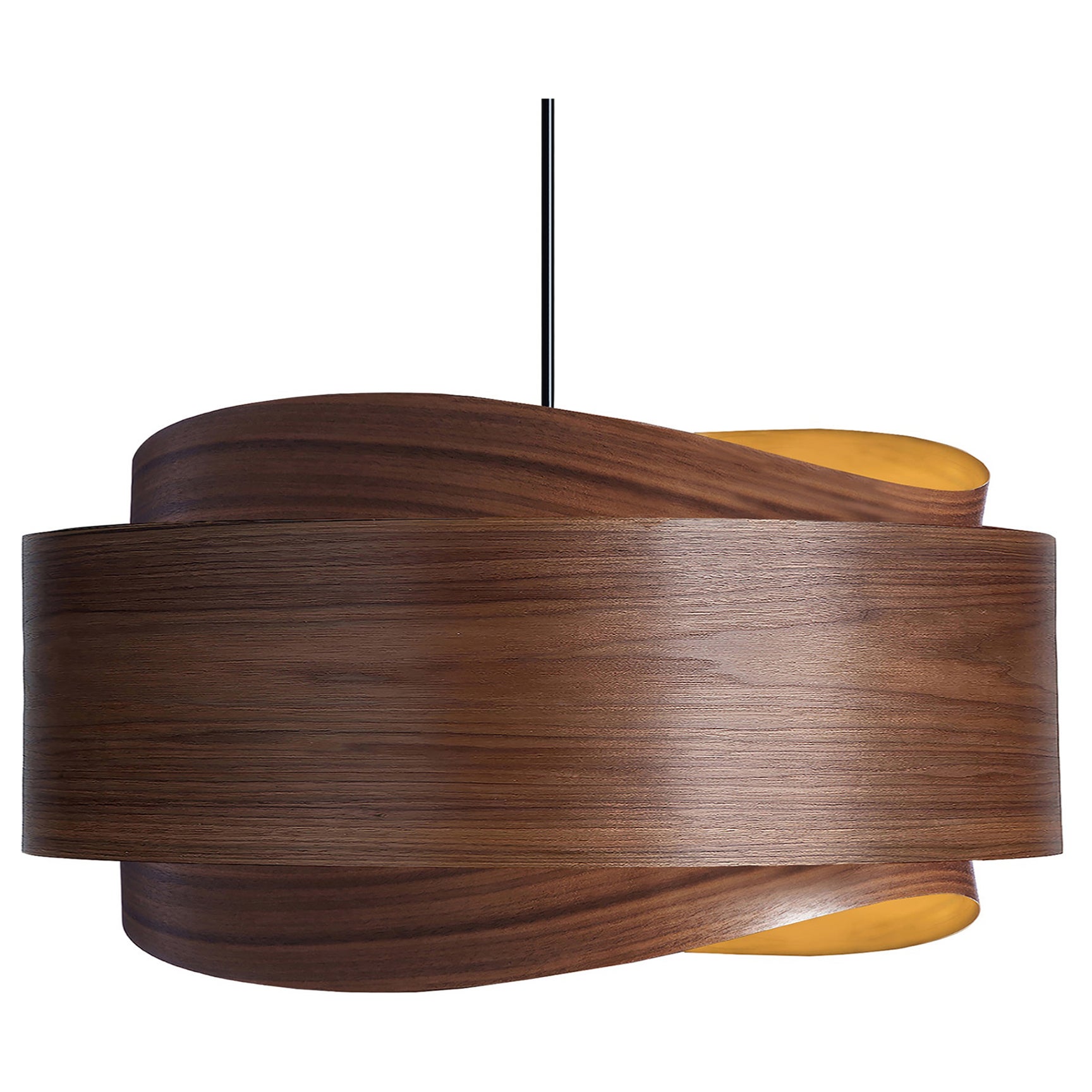 BOWEN Organic Modern Limited-Edition Walnut Wood 23" Chandelier Pendant For Sale